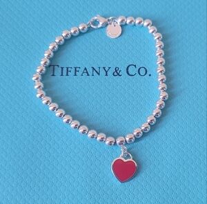 Tiffany & Co. Silver Bead Bracelet heart Tag